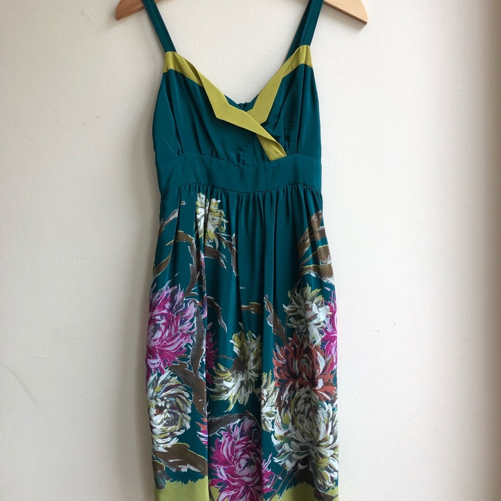 Turquoise floral Anthropologie dress